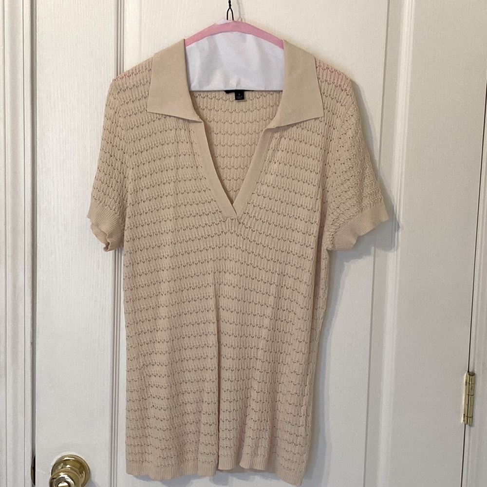 J. Crew short sleeve collared pointelle sweater